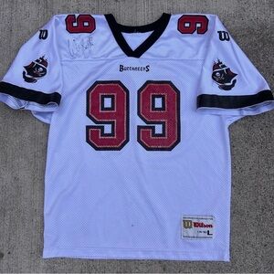 Warren Sapp 99 Autographed White Jersey Wilson L Size 14-16 Tampa Bay Buccaneers